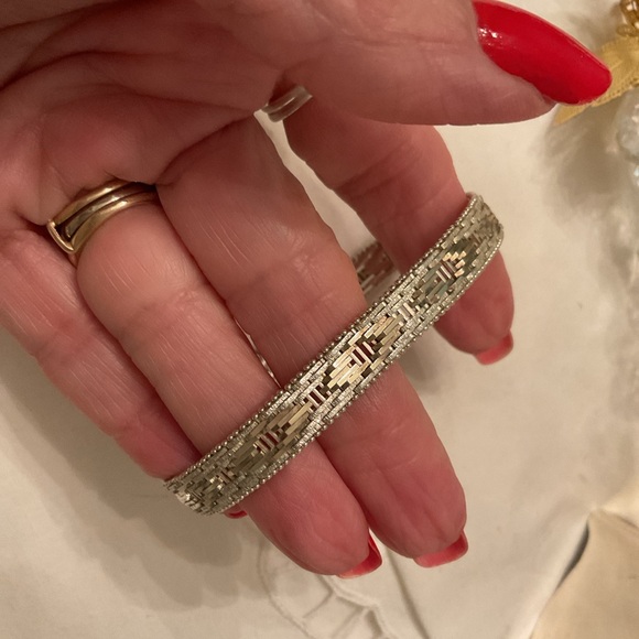 MILOR, ITALY 925 STERLING SILVER RICCO TWO-TONE GOLD/SILVER 8” BRACELET 22 GRAMS - Picture 5 of 16